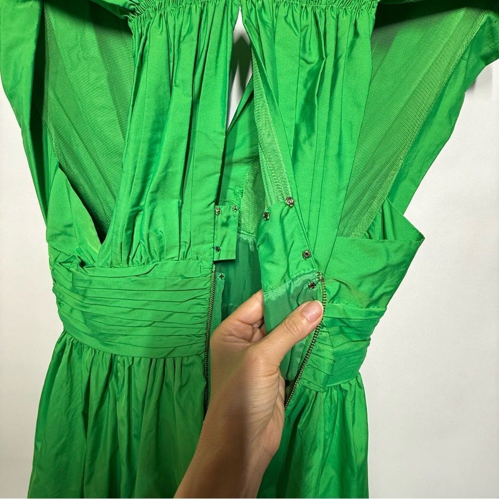 Anthropologie Tracy Reese Midi Dress Parted Emerald Dress with Pockets 8 - Picture 12 of 15